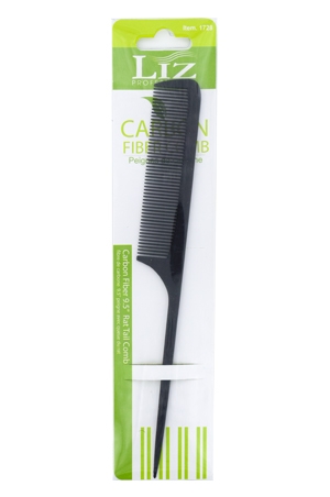[LIZ91728] Liz Carbon Fiber 9.5" Rat Tail Comb #1728 - pc