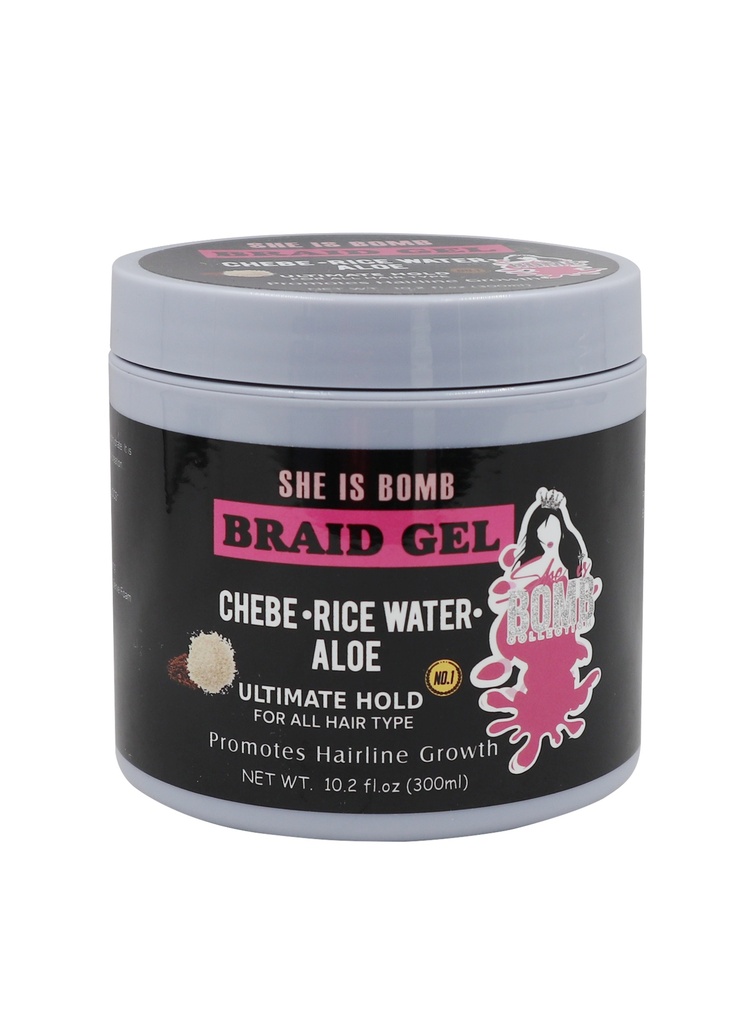 SHE IS BOMB Braid Gel -Chebe-Rice Water-Aloe (10.2 oz) #19