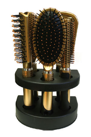 MAGIC GOLD Doo-Oh 5pcs Hair Brush Set w/ Stand #0204 Gold