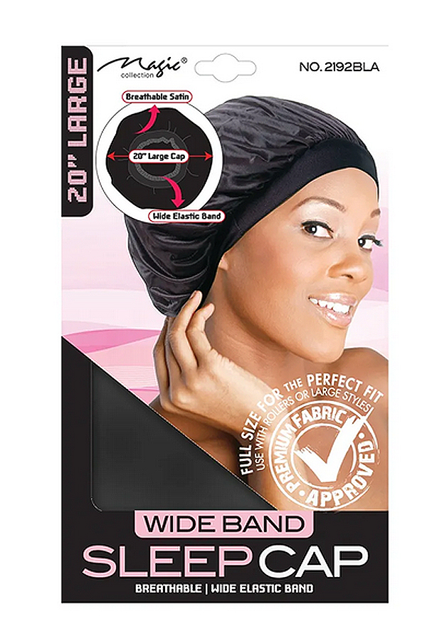 [MC22192] Magic 20" Wide Band Sleep Cap #2192BLA Large -dz