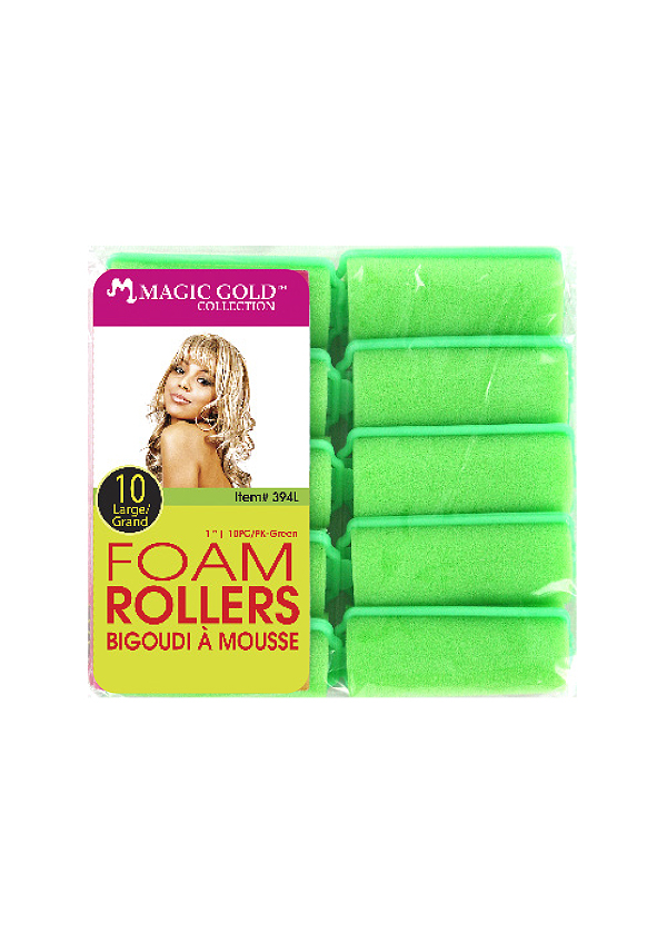 Magic Gold 10 Foam Rollers #394L Green-pc