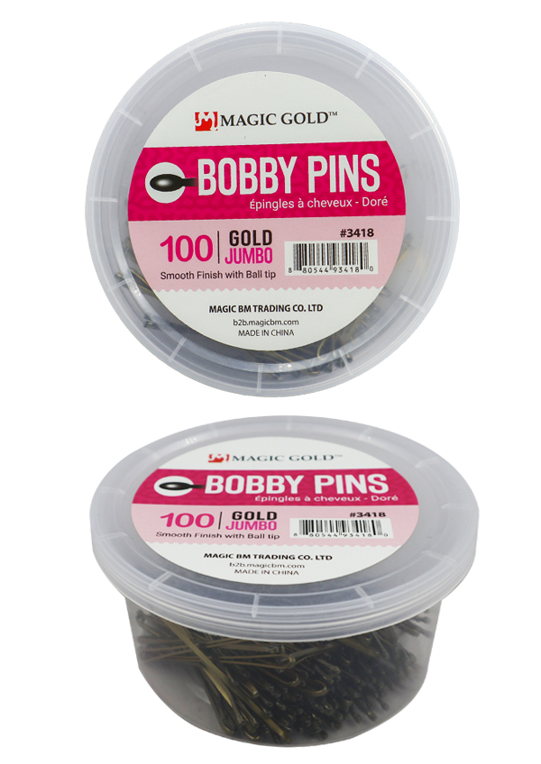 [MG93418] Magic Gold 100 Bobby Pins -Gold #3418 (Jumbo) -Jar