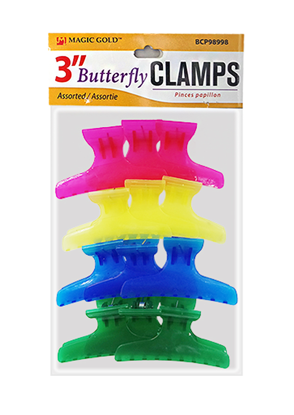 [MG98998] Magic Gold 3" Butterfly Clamps (Asst) #BCP98998 - pk