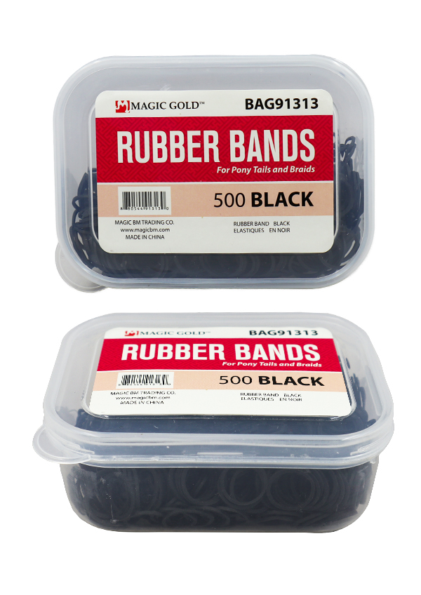 [MG91313] Magic Gold 500 Rubber Bands -Black #RUB1313/#BAG91313 -PC