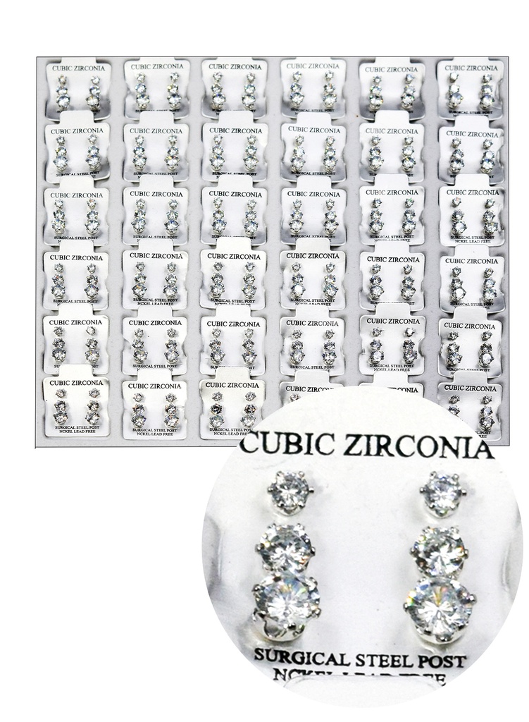 [MG98916] Magic Gold Cubic Zirconia [Round Silver] 36pairs #ERJ98916 -pk