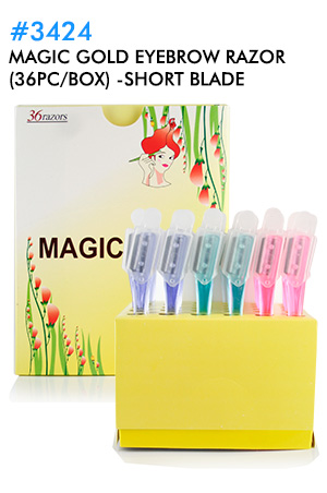 [MG93424] Magic Gold Eyebrow Razor (36pc/box) #3424-Short Blade