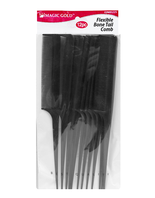 [MG92075] Magic Gold Flexible Bone Tail Comb #2076 Black -dz