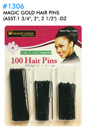 [MG91306] Magic Gold Hair Pins (Asst:1 3/4", 2", 2 1/2" ) #1306-dz