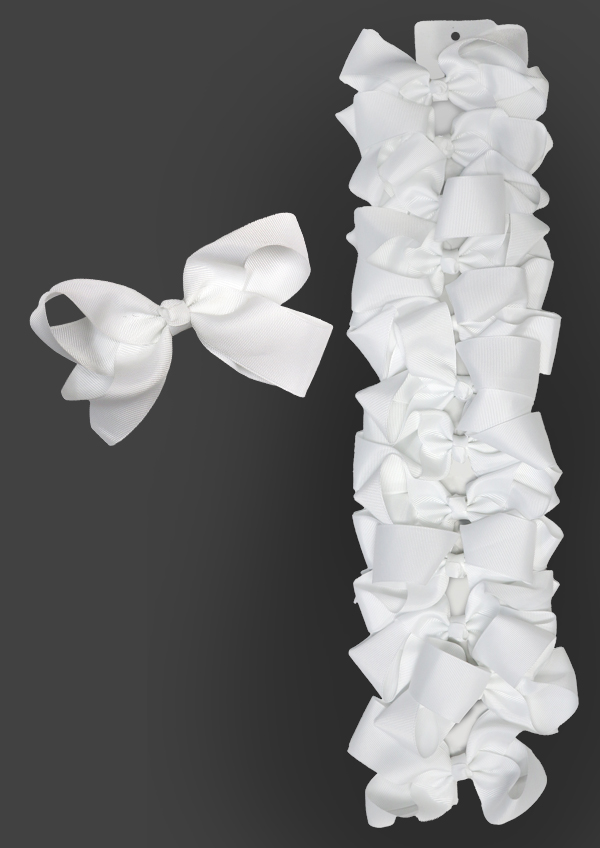 [MG97652] Magic Gold Hair Ribbon w/Clip (White /12 pc/dz) #MG97652 -dz