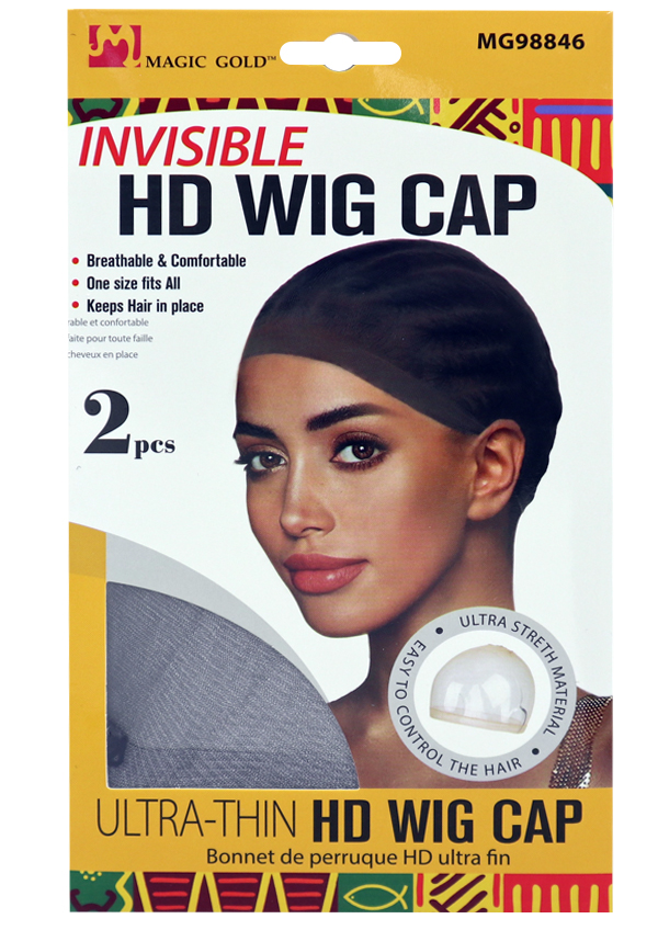 [MG98846] Magic Gold Invisible HD Wig Cap #MG98846 Black (2 pc/pk) -dz