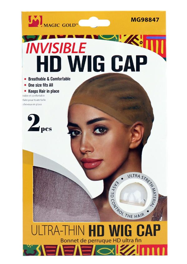 [MG98847] Magic Gold Invisible HD Wig Cap #MG98847 D.Brown (2 pc/pk) -dz