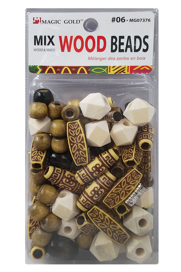 Magic Gold Mix Wood Beads #MG07376 - pc
