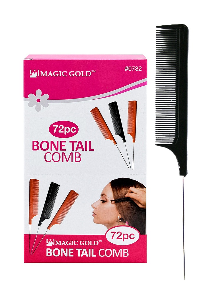 [MG07825] Magic Gold Pin Tail Comb (72 pcs/cs) #MG07825 Black