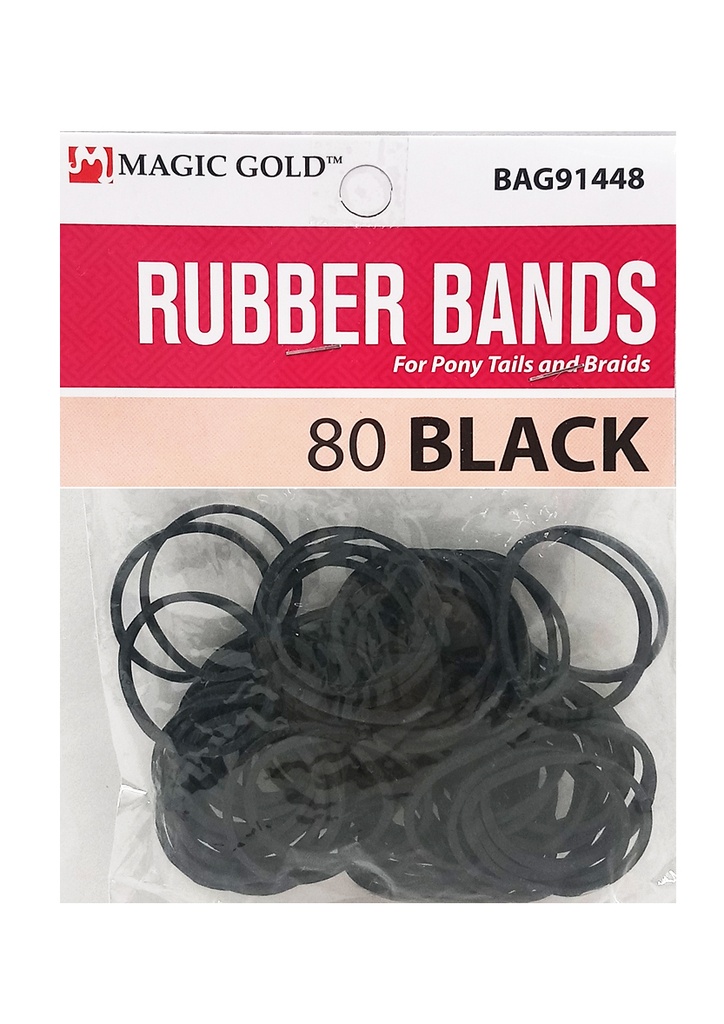 Magic Gold Rubber Bands (80 pcs/Large) #1448(Black) -dz