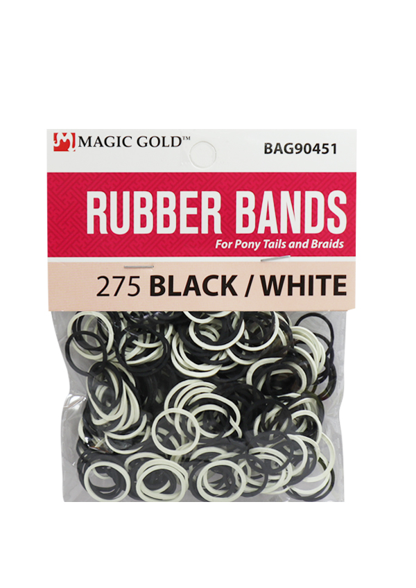 [MG04510] Magic Gold Rubber Bands 275 -Black/White #BAG90451(#RUB0451) -dz