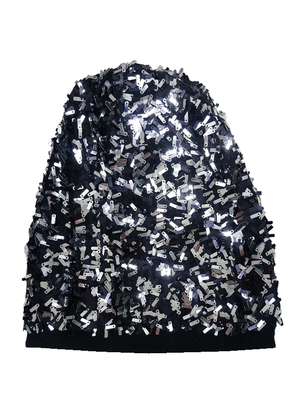 [MG95007B] Magic Gold Sequin Beanie Hat (Silver) #5007B - pc