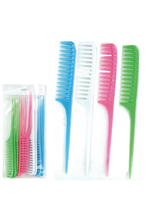 [MC22664] Magic Long Bone Tail Comb Pearl  Asst #2664PA (#0768) -dz