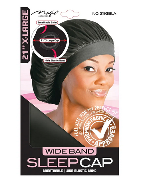 [MC22193] Magic Wide Band Sleep Cap #2193BLA 21" X-Large -dz