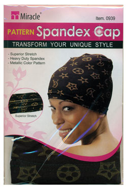 [MIR90939] Miracle Pattern Spandex Cap #0939(Black) -dz