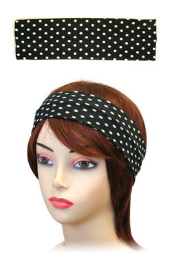 Plain Head Band w/Small Dots #4 Black #1514 -dz