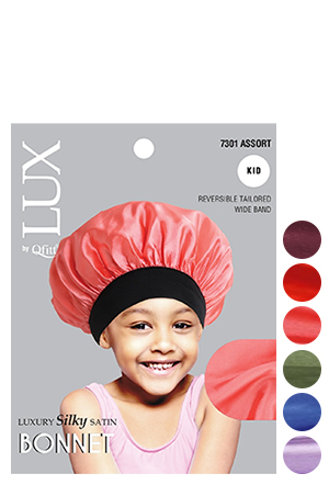[QFT07301] Qfitt Kids Silky Tie Bonnet(6pc/pk)#7301Asst-pk