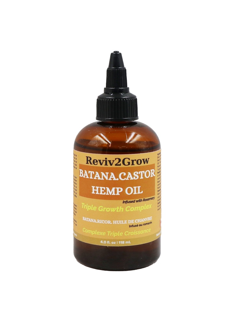[R2G54778] Reviv2Grow Batana Castor Hemp Oil -Triple Growth Complex (4 oz) #8