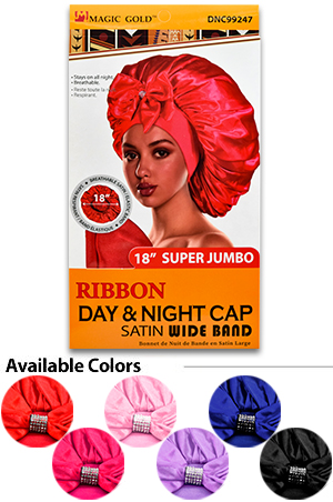 Ribbon Day&Night Satin Cap w/Wide Band(S.Jumbo/Asst)#99247-dz
