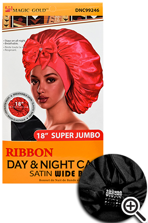 [MG99246] Ribbon Day&Night Satin Cap w/Wide Band(S.Jumbo/Blk)#99246-dz