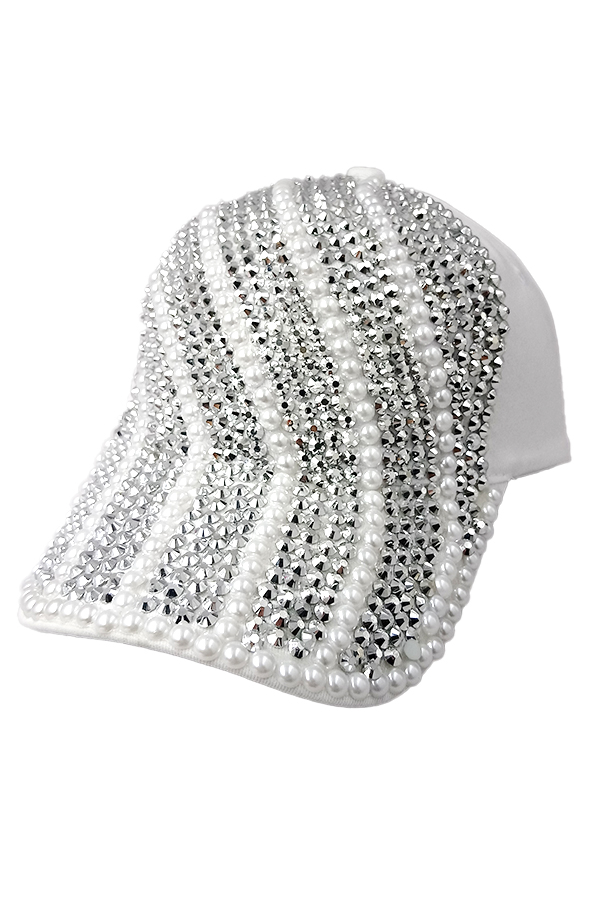[SMA75108] SMA RINESTONE CAP 08-White Pearl