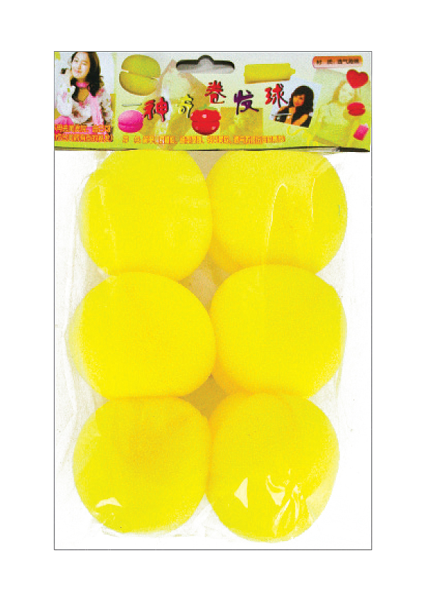 [MG92942] Sponge Hair Curler #2942 Yellow (6pcs/pk) -pk