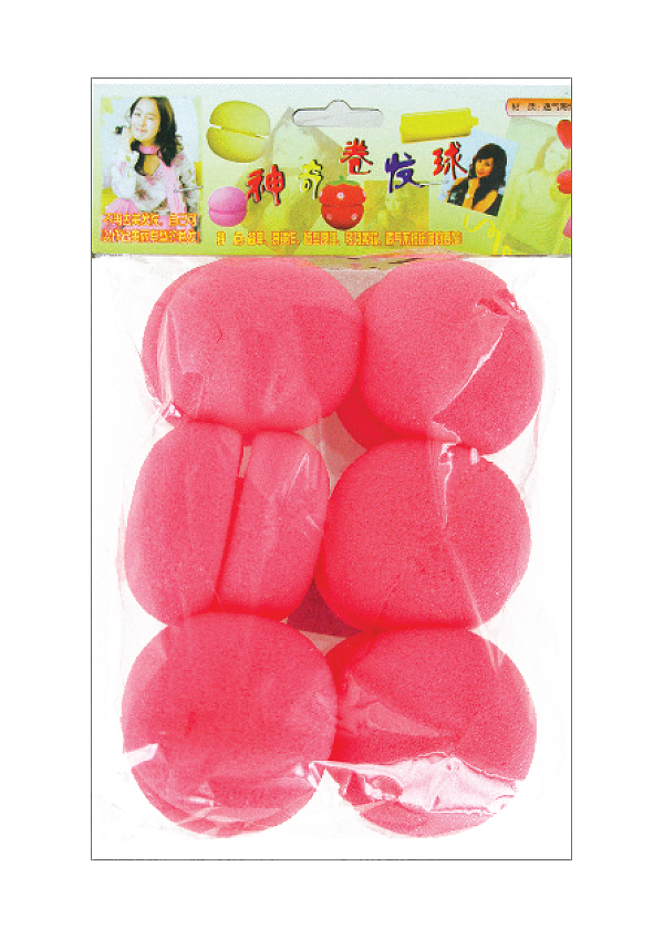 [MG92943] Sponge Hair Curler #2943 Pink (6pcs/pk) -pk