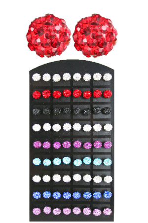 Stone Earring #3158 (Round Shamballa Mix) - 72pcs/pk