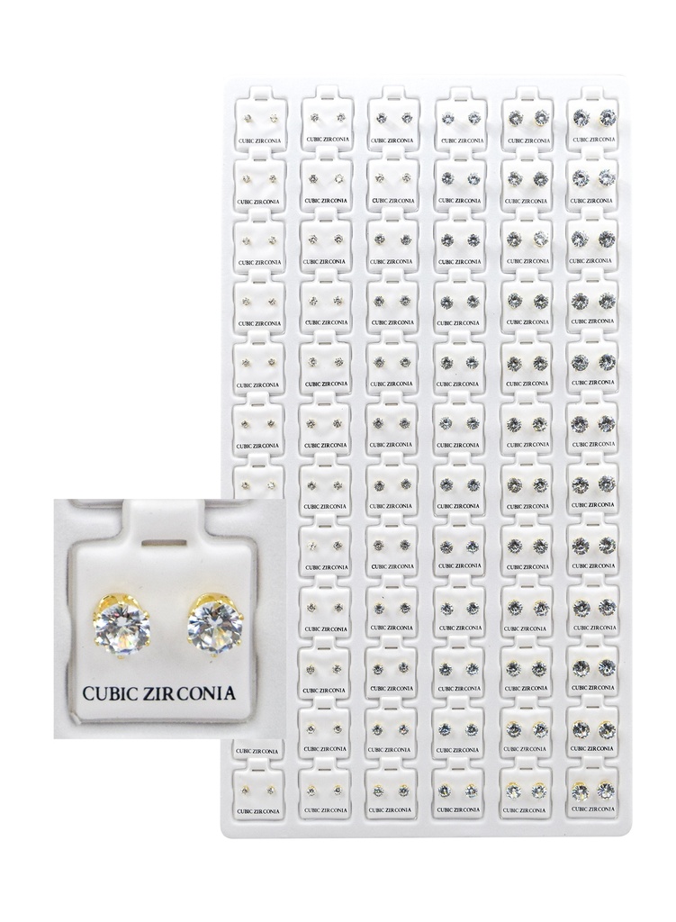 [MG99918] Stone Earring [Round Gold] 72pair #CZE99918 -pk