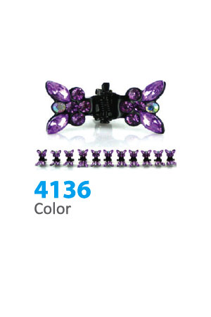 Stone Hair Clip (12 clips) #4136 Violet -Strip