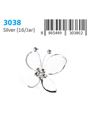 [MG30380] Stone Hair Pin (12/jar) #3038 Silver - jar
