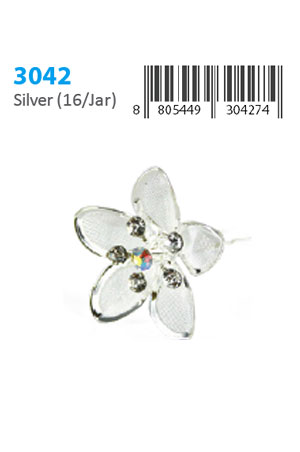 [MG30427] Stone Hair Pin (16/jar) #3042 Silver - jar