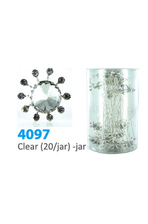 [MG94097] Stone Hair Pin (20/jar) #4097 Clear - jar