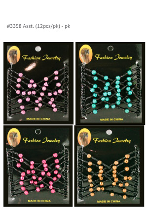 [MG33589] Swinky Hair Comb (12pcs/pk) #3358 -pk (Pin3,H.Pin3,Gr3,Gd3)