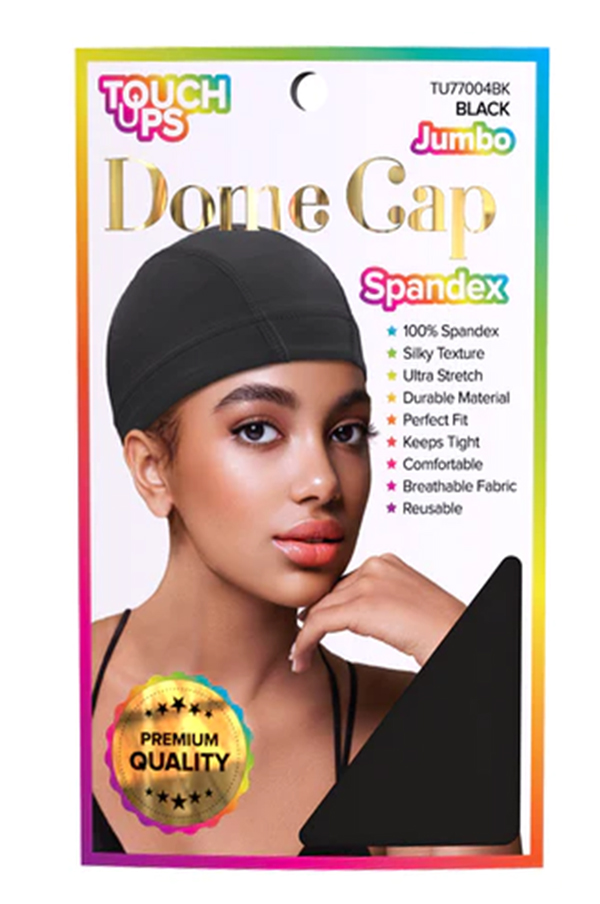 [TOU12552] Touch Ups Dome Cap Spandex #TU77004BK Jumbo (Black) - dz