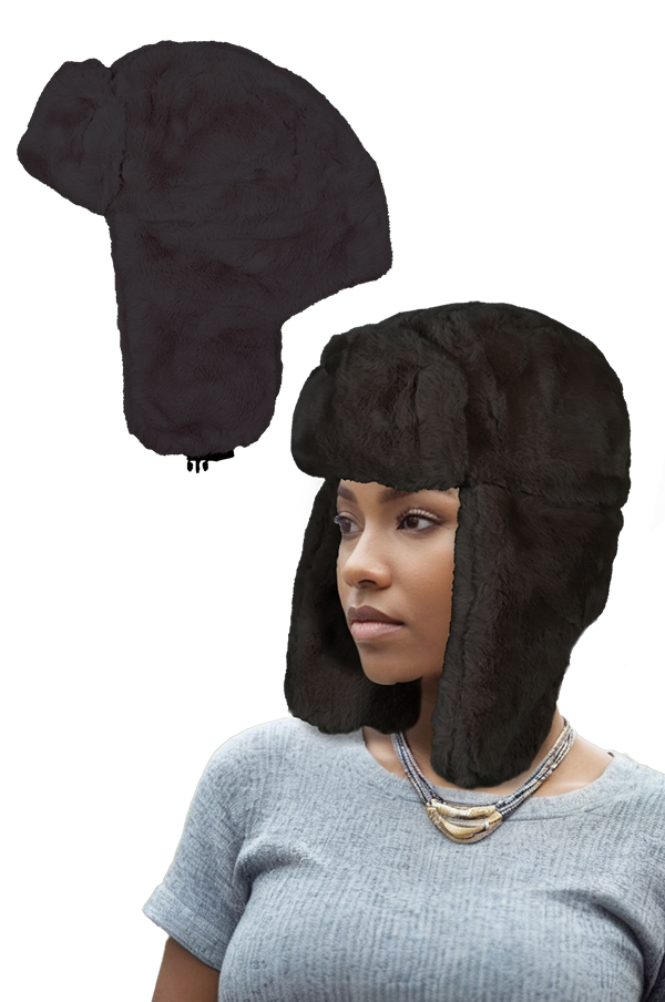[MC31620A] Winter Ear Plaps Trapper Hat #231620 -pc (Black)