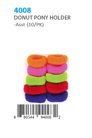 Donut Ponytail Holder #4008 Asst (10/pk)