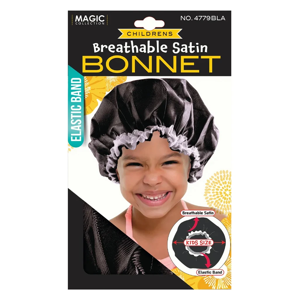[MC04773] Magic kid's Satin Bonnet #4779BLA -dz