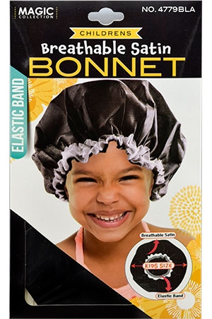 [MC04773] magic kid's Satin Bonnet #4779BLA-dz