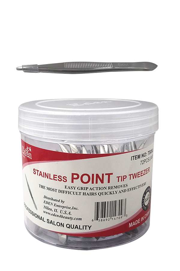 EDEN Stainless Tip Tweezer (POINT) #TS09J - PK(72pcs)