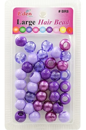 Eden LG Blister Round Bead-Purple(32ea/pk) #BR8-PUR6 -pk