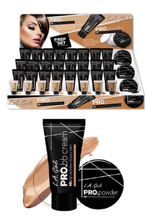 [LAG69394] L.A Girl Pro BB Cream & Pro Powder (54pc/Display) (8 BB Colors x 6pc PRO powder) #GPD193