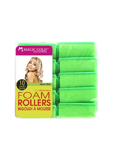 Magic Gold 10 Foam Rollers #394L Green-pc