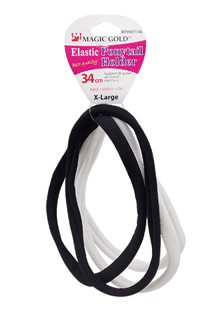 [MG07136] Magic Gold Ponytail Holder-Elastic(34cm)-Blk/White#EPH07136-dz