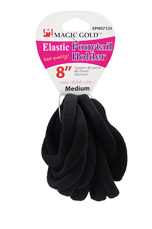 [MG07125] Magic Gold Ponytail Holder-Elastic(8")-Black#EPH07125-dz