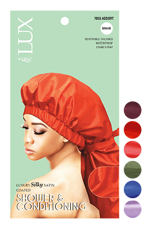 [QFT07055] Qfitt Silky Shower & Conditioning Cap(Braid/6pc/pk)#7055Asst-pk